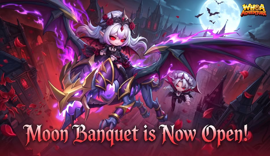 Moon Banquet event artwork with a vampire rider and dragon
