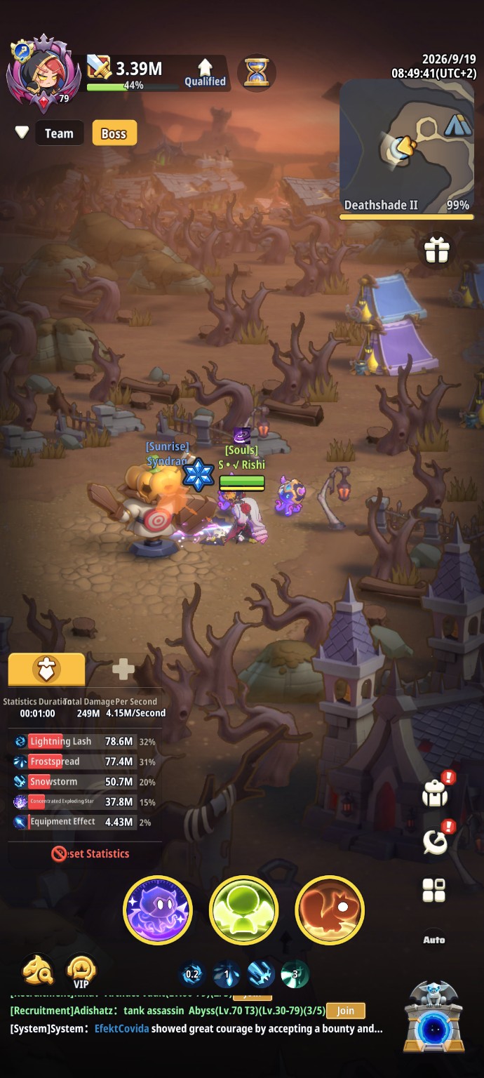 Follow-up damage result showing 249M total damage and 4.15M DPS