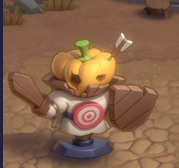 Pumpkin-headed Training Ground practice dummy with a target on its chest